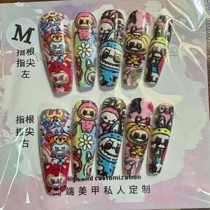 Cartoon Press on Nails Medium‎ Size Custom False Nail Set